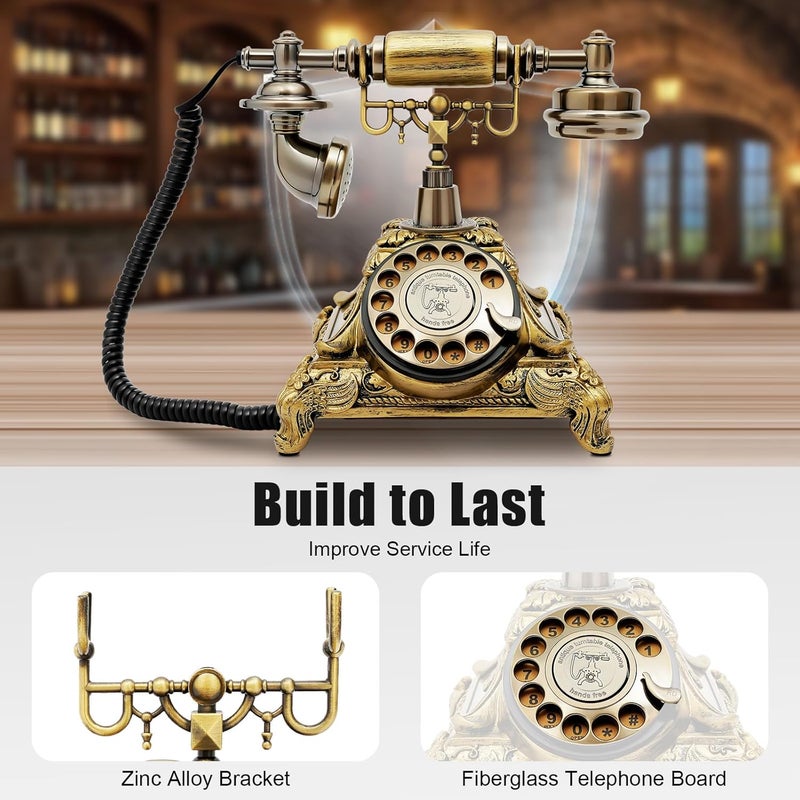 APOUDM Antique Telephone Vintage Rotary Dial Telephone Phone European Style Old Fashioned Rotary Dial Phone Creative Retro Telephones European Rotary Dialing Telephone Decoration - Image 4